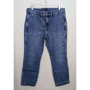 NWT J Crew Jeans High Rise Straight Crop Style Denim BT039 Size 29 Patch Pockets